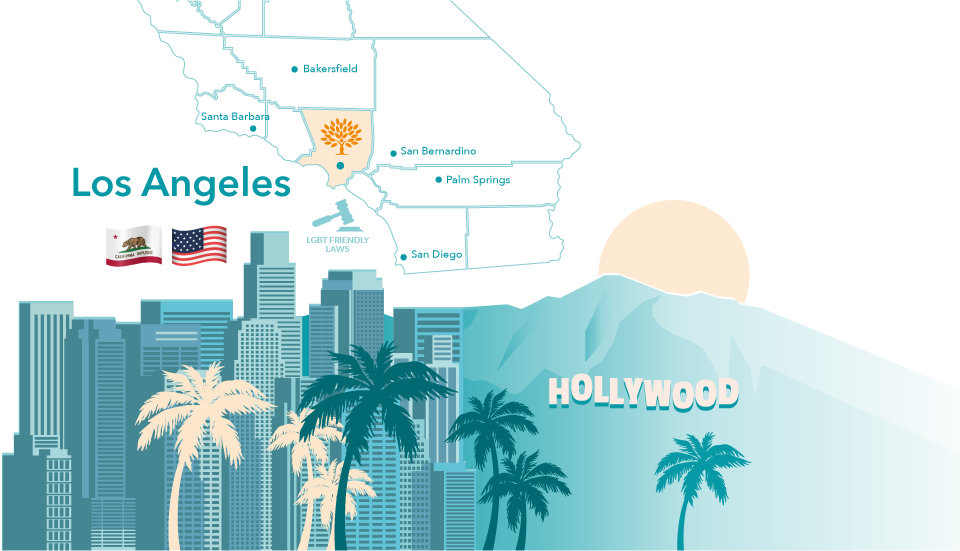 Karte und Grafik von Los Angeles